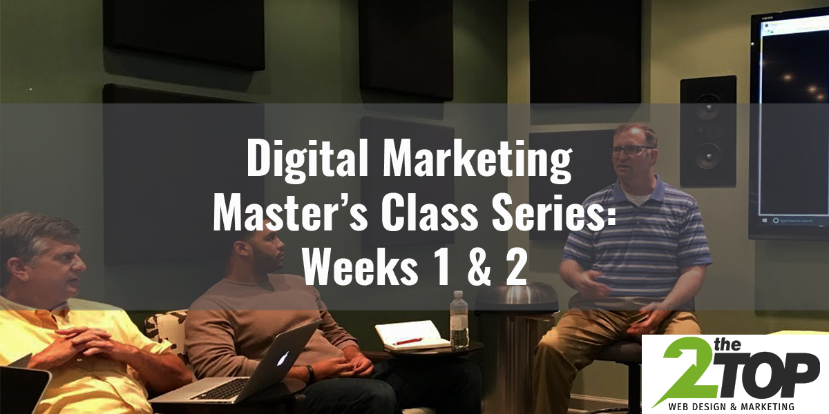 Digital Marketing Masters Class Weeks 1 and 2